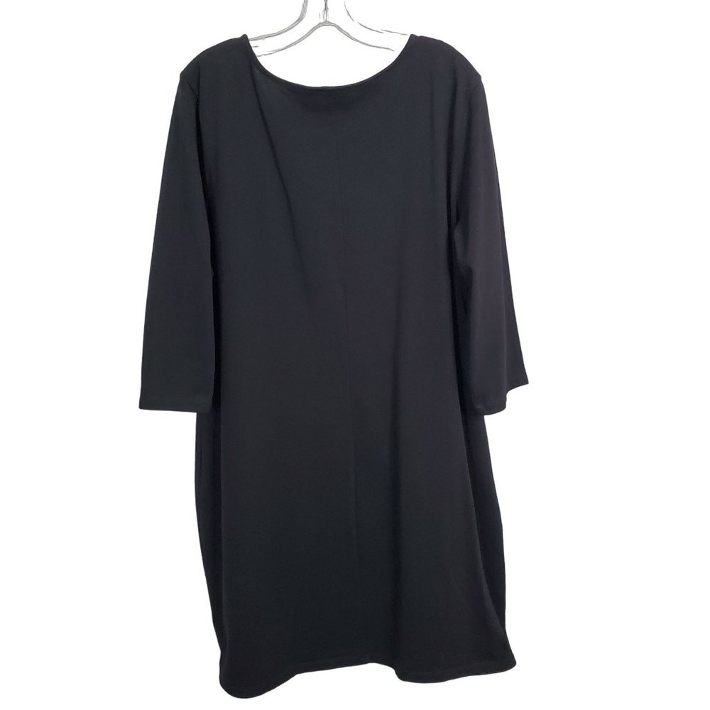 Old Navy NWT Sz 2X Plus Dress Ponte Knit 3/4 Sleeve Scoop Midi Minimalist Black - Picture 4 of 13